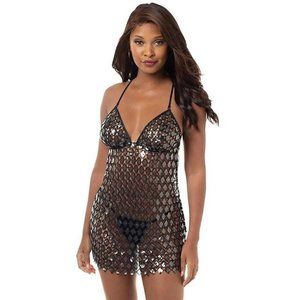 Dreamgirl - Sparkling Crochet Chemise - XS